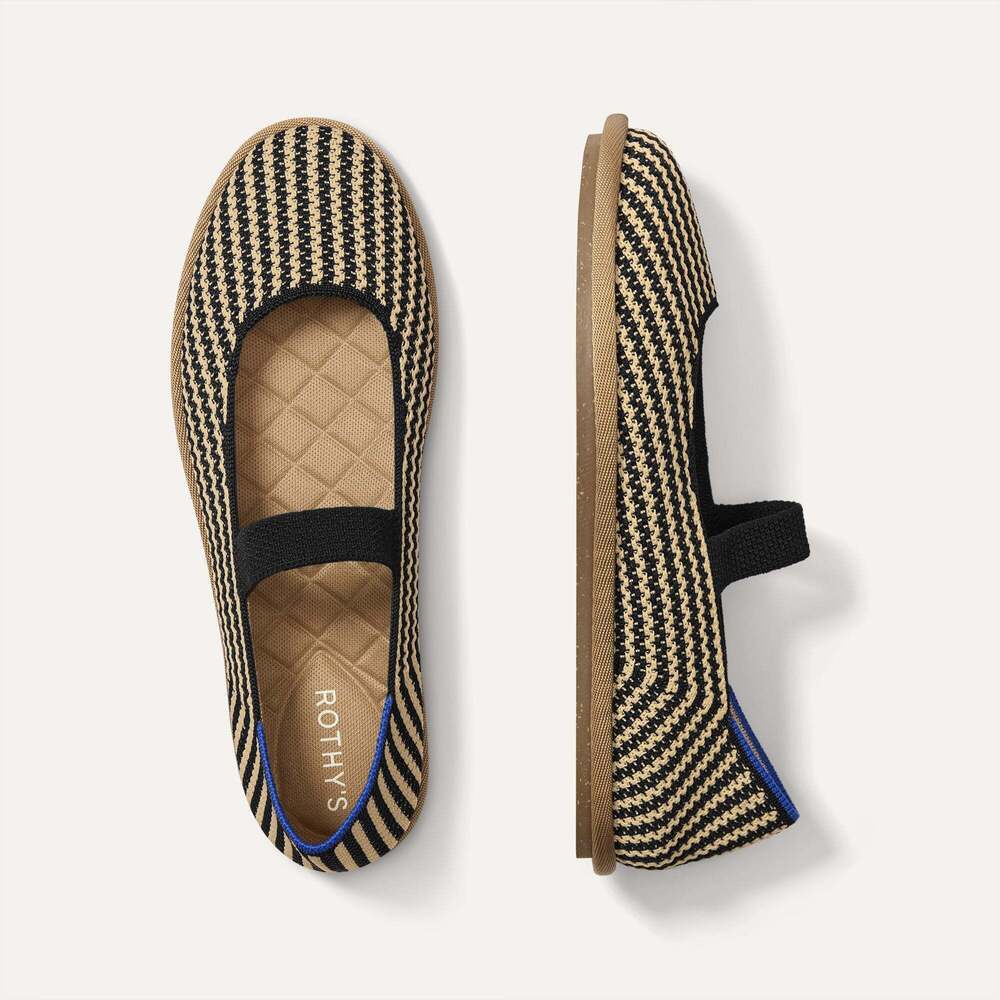New in box - Rothy's The Cruiser Mary Jane - Toffee Stripe Size 9.5